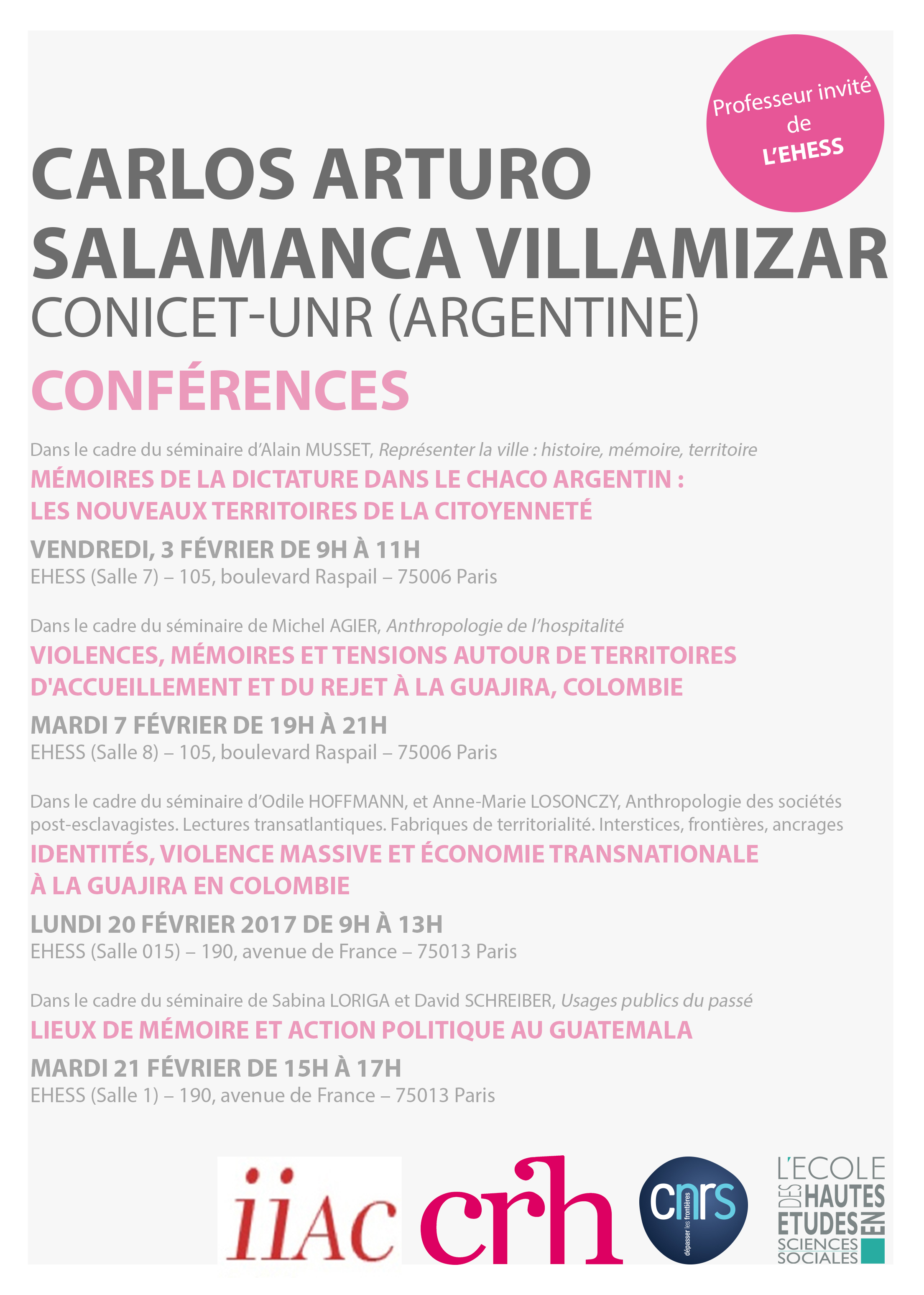 Conférences de Carlos Arturo Salamanca Villamizar